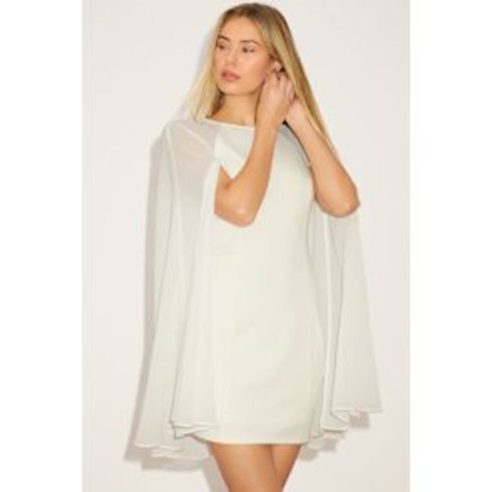 Lulu's White Cape Sleeve Mini Dress